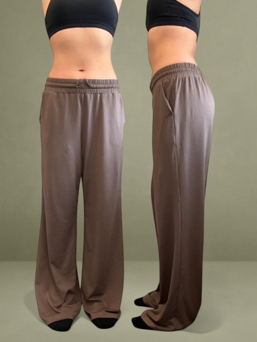 Taupe brown wide leg lounge pants relaxed